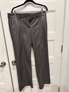 Ann Taylor Gray Faux Leather Straight Leg Pants